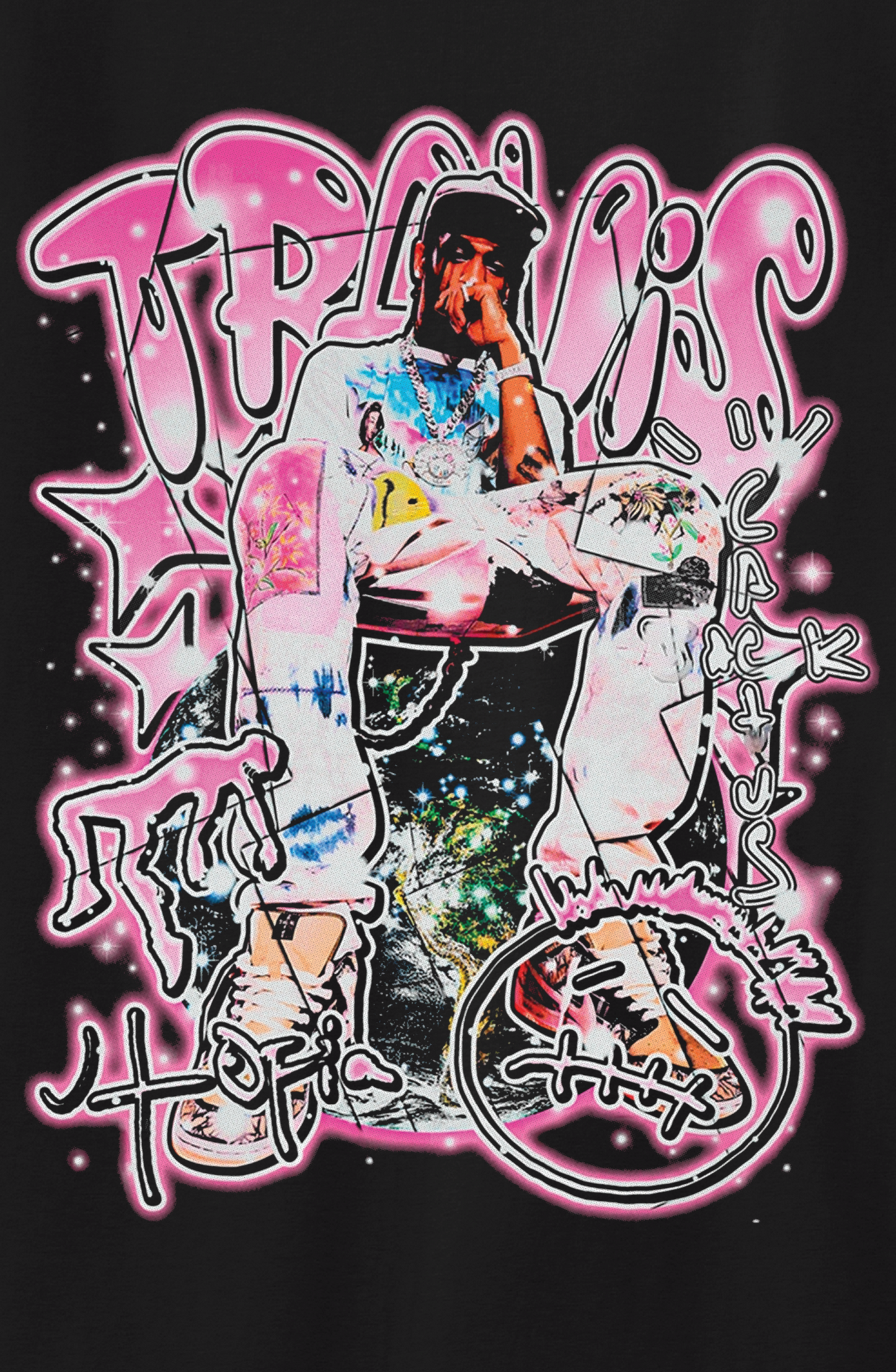 Cactus Utopia Concert Pink Bubble Graphic Tee Shirt