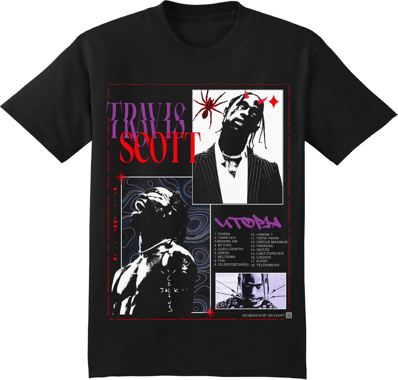 Cactus Utopia Concert Spider Graphic Tee Shirt